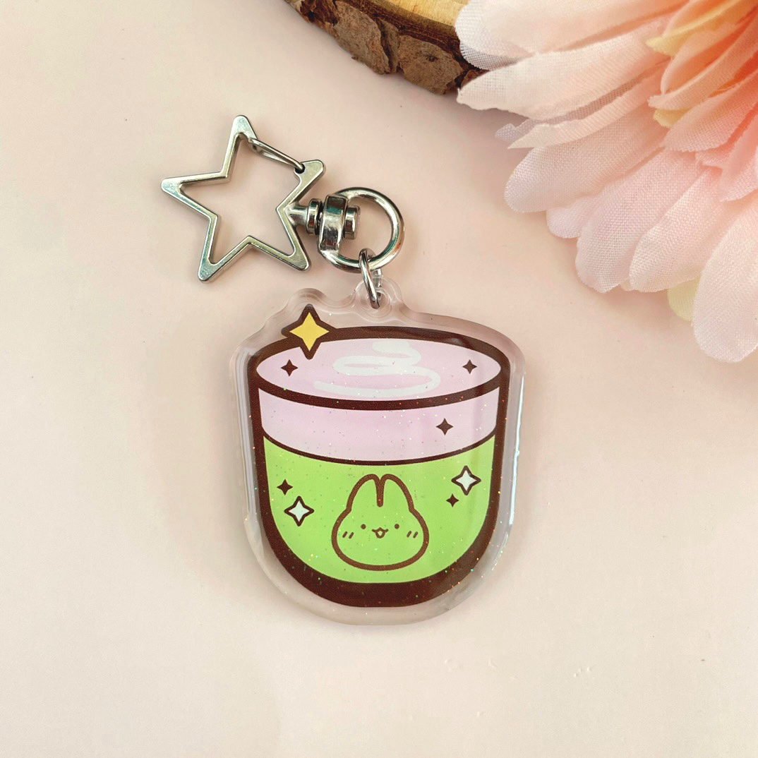 Latte Keychain: Matcha Sakura
