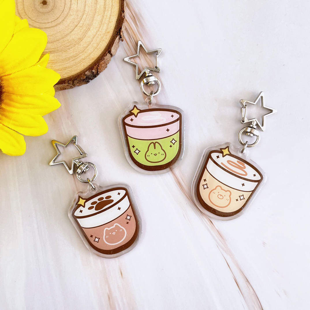 Latte Keychain: Matcha Sakura